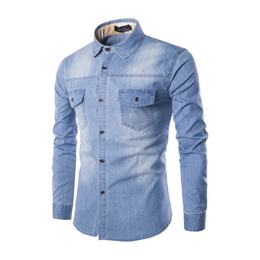 Camisa Vaquera Talla Grande Hombre Bolsillos Dobles Manga Larga Slim - Image 15