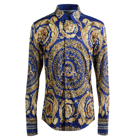 Camisa Elegante Sin Planchado con Diseño Floral Simétrico - Estilo Real para Hombre - Image 6