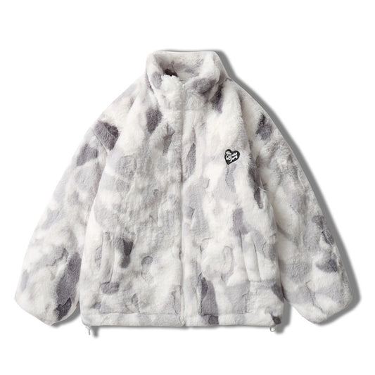 Abrigo de Cachemir Tie Dye con Cuello Mao Unisex