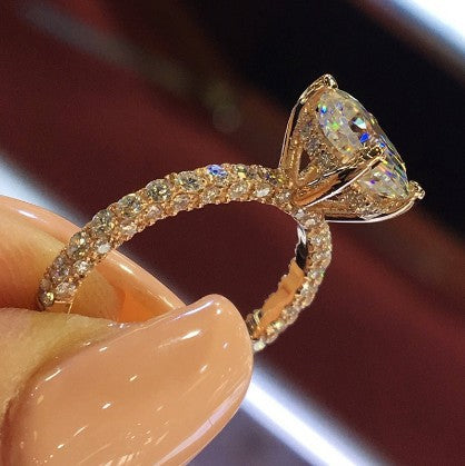 Anillo de Cristal Elegante para Novia - Joya de Diamantes de Imitación para Bodas y Eventos