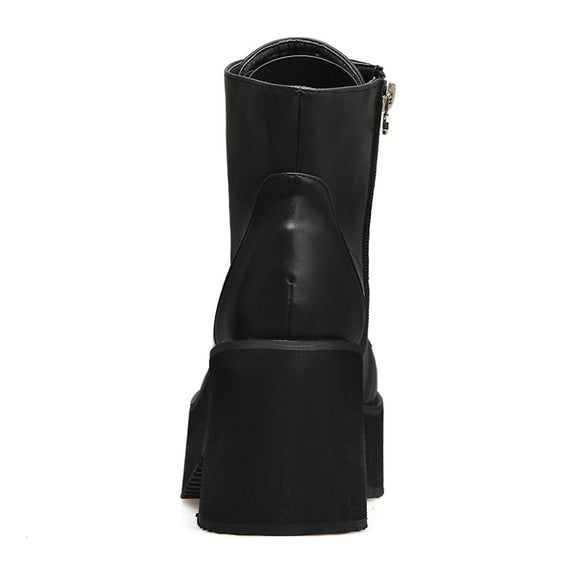 Botas Martin de Cuero Grueso Estilo Punk Harajuku con Cierre