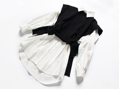 Conjunto de Dos Piezas: Chaleco de Encaje y Vestido Camisero Blanco - Image 2