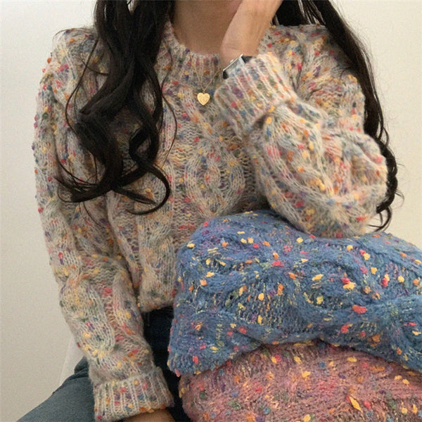 Suéter Tejido Contraste de Colores para Mujer