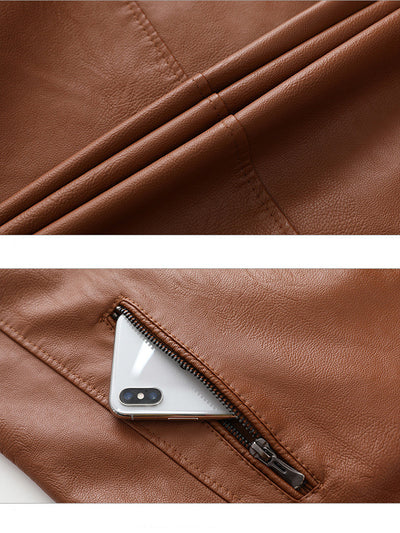 Chaqueta de Cuero PU con Forro de Terciopelo para Hombre Talla Grande - Image 6