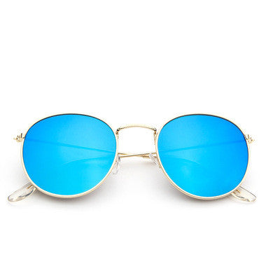 Round frame vintage sunglasses with silver metal frames and dark gray lenses on a white background. - Image 5