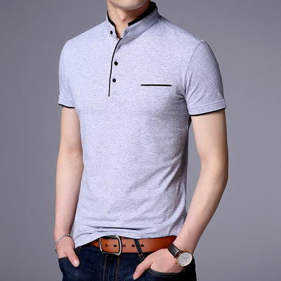 Camisa Casual de Algodón Puro con Cuello Mao - Image 3