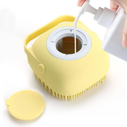 Cepillo de Baño para Mascotas con Dispensador de Jabón - Cerdas de Silicona Suave
