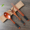 Juego de 4 Cucharas y Palillos de Madera Japonesa para Mesa