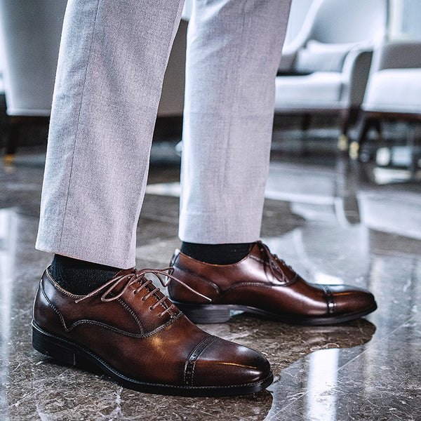 Zapatos Oxford de Cuero Genuino Transpirables para Hombre