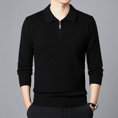 Suéter de Lana 100% Premium con Cuello Solapa - Manga Larga Tejida para Hombre - Image 4