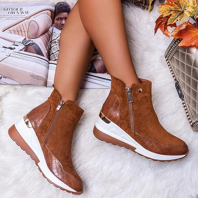 Botas Martin para Mujer con Punta Redonda y Tacón Cuña