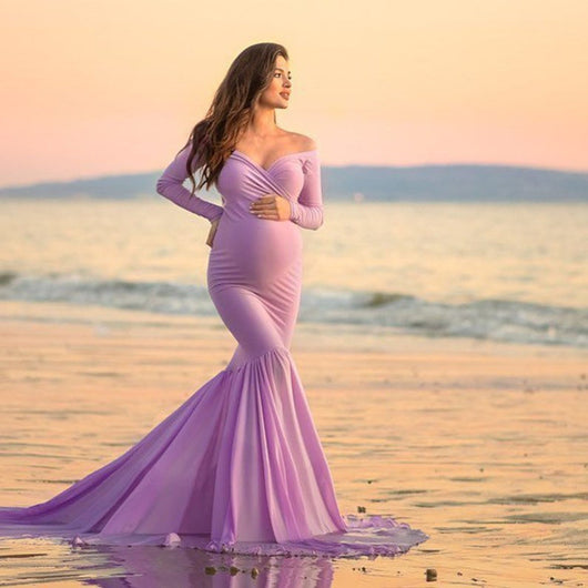 Falda Premamá Escote V Elegante para Sesión Fotográfica - Image 6