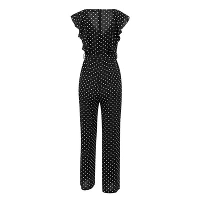 Jumpsuit con Volantes y Estampado de Olas