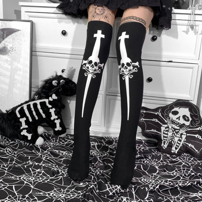 Medias Largas Calavera para Mujer - Diseño Halloween Hasta la Rodilla - Image 6