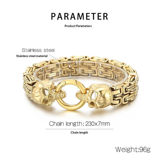 Pulsera de Acero Titanio para Hombre con Patrón de Calavera - Image 10