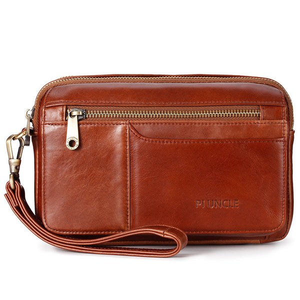 Cartera Sobre de Cuero para Hombre - Bolsa Clutch de Gran Capacidad