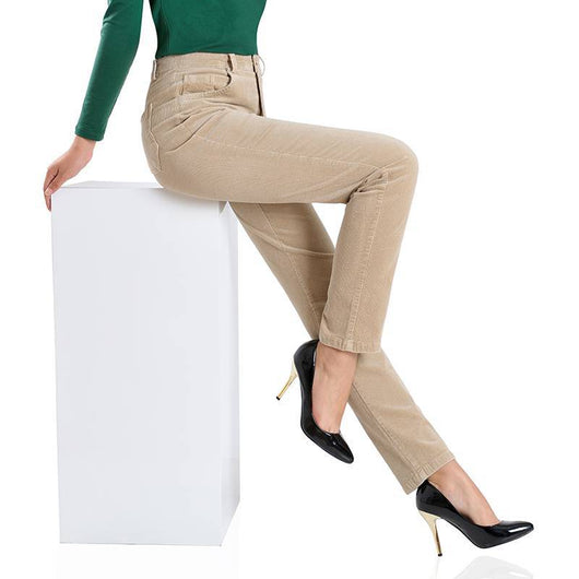 Pantalones Rectos de Pana Elásticos para Mujer - Image 22