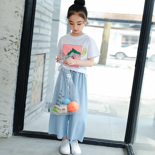Conjunto Dos Piezas Estilo Occidental: Pantalón Ancho y Blusa Manga Corta