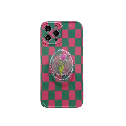 Funda Protectora para Celular Cuadriculada con Diseño de Tulipanes - Image 2