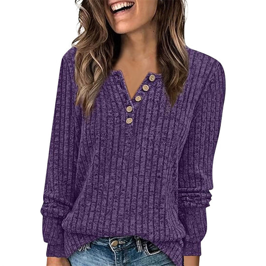 Playera Mujer Cuello Redondo Rayas Hundidas Botones Decorativos - Image 23
