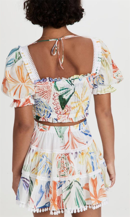 Conjunto Falda y Blusa Estampada con Cuello Cuadrado y Mangas Abullonadas - Image 18