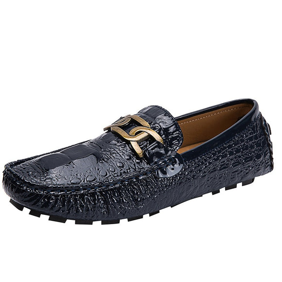 Zapatos de Cuero Casual con Hebilla Metálica y Pedal