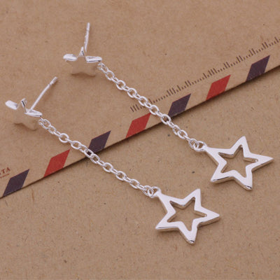 Conjunto de Joyería Plateada: Pulsera, Collar y Aretes Estrella - Image 3