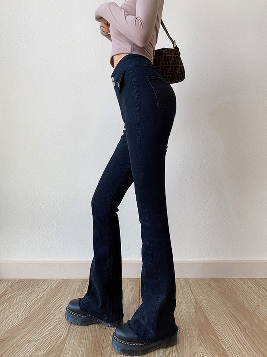 Jeans Slim Retro Americano con Doble Botón y Bolsillos - Image 2