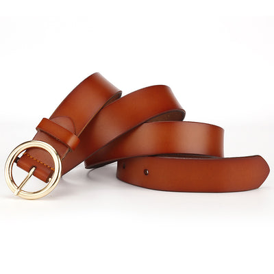 Cinturón de Cuero Ancho para Mujer con Hebilla Redonda - Estilo Casual y Versátil - Image 4