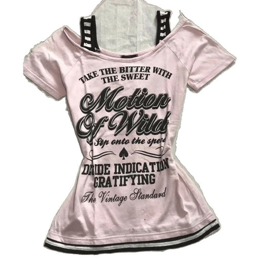 Camiseta Retro a Rayas con Parches y Estampado de Letras - Ajuste Slim - Image 2