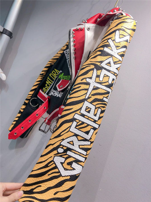 Abrigo de Cuero Manga Larga con Estampado de Tigre - Image 2