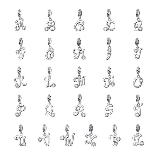 Pulsera de Plata 925 con Dijes de Letras - Joyería Coreana Personalizable