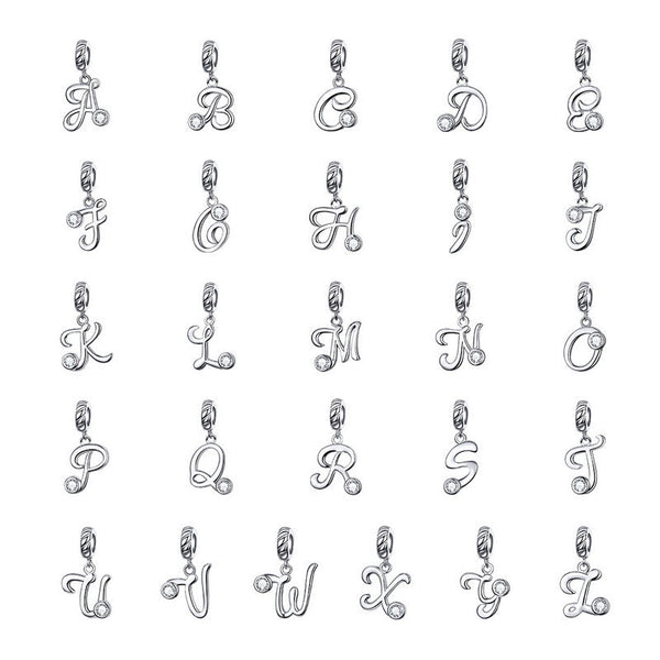 Pulsera de Plata 925 con Dijes de Letras - Joyería Coreana Personalizable