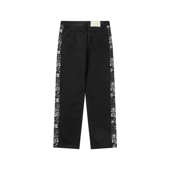 Jeans Hip Hop Vintage Desgastados con Detalles Floral