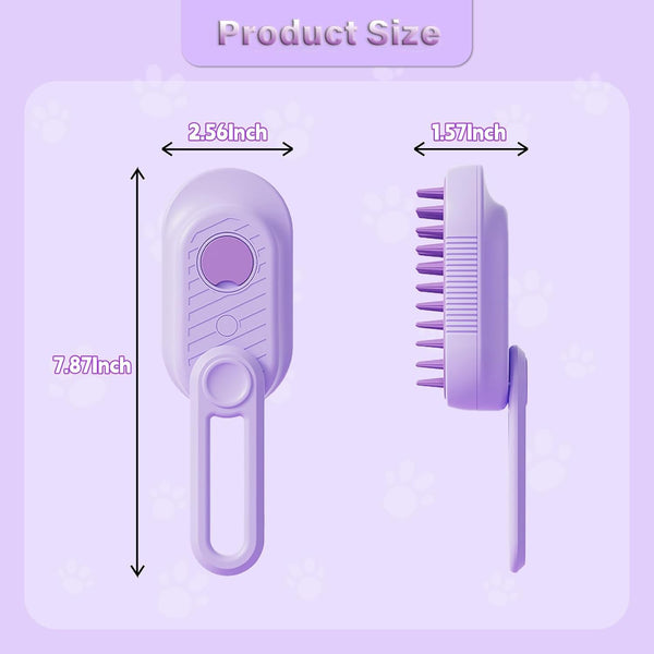 Cepillo Vaporizador 3 en 1 para Gatos - Deshedding Spa con Mango Plegable