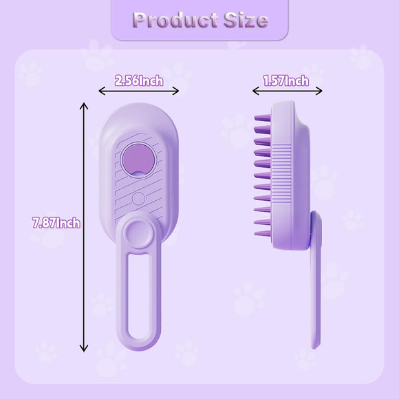 Cepillo Vaporizador 3 en 1 para Gatos - Deshedding Spa con Mango Plegable