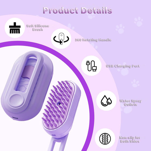 Cepillo Vaporizador 3 en 1 para Gatos - Deshedding Spa con Mango Plegable - Image 3