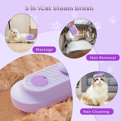 Cepillo Vaporizador 3 en 1 para Gatos - Deshedding Spa con Mango Plegable - Image 5