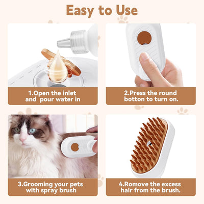 Cepillo Vaporizador 3 en 1 para Gatos - Deshedding Spa con Mango Plegable - Image 9