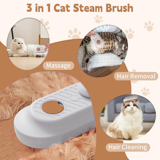 Cepillo Vaporizador 3 en 1 para Gatos - Deshedding Spa con Mango Plegable - Image 11