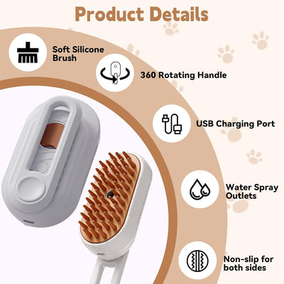 Cepillo Vaporizador 3 en 1 para Gatos - Deshedding Spa con Mango Plegable - Image 12