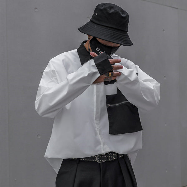 Camisa Blanca Oversized Manga Larga Estilo Coreano