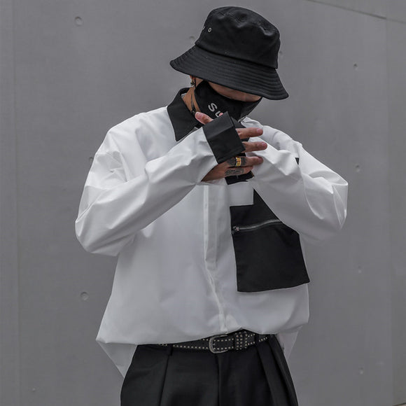 Camisa Blanca Oversized Manga Larga Estilo Coreano