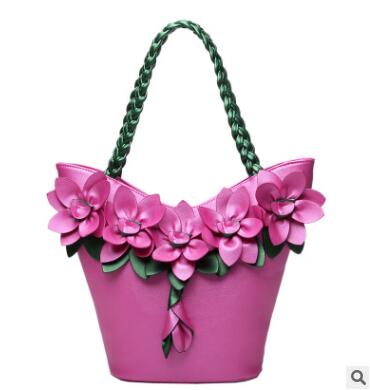 Bolsa Tote de Cuero BIRDS Diseñador con Flores - Cartera Vintage Composite para Mujer