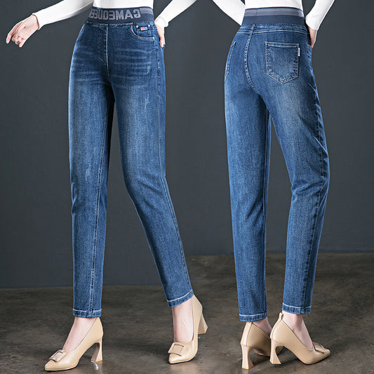 Jeans Talle Alto Elástico con Forro Polar para Mujer