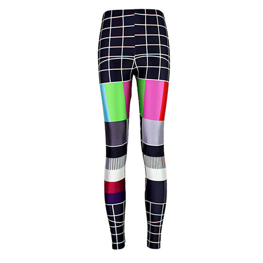 Leggings Ajustados de Cuadros con Cintura Alta