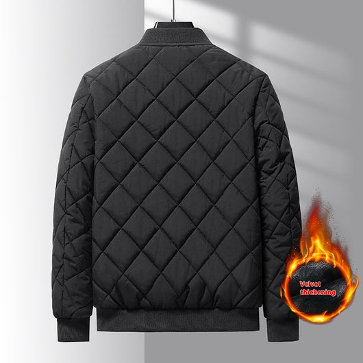 Abrigo de Béisbol Acolchado con Diseño de Rombos - Chaqueta de Invierno Cálida para Hombre - Image 6
