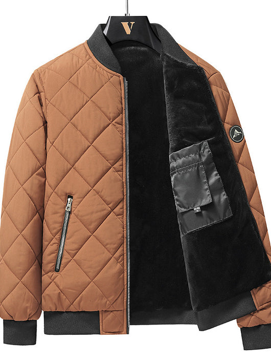 Abrigo de Béisbol Acolchado con Diseño de Rombos - Chaqueta de Invierno Cálida para Hombre - Image 8