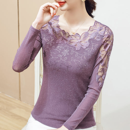 Blusa Occidental de Diamantes Manga Larga para Dama - Image 11
