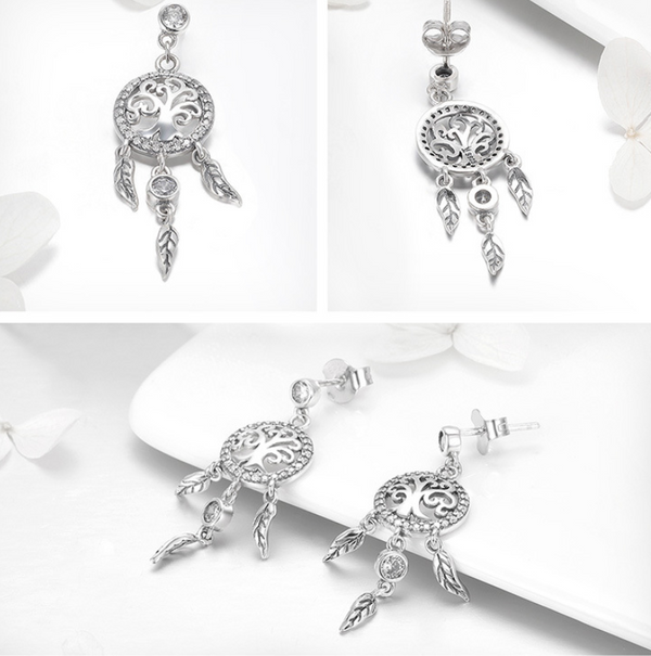 Aretes Atrapasueños Plata 925 Hipoalergénicos - Diseño Europeo Elegante